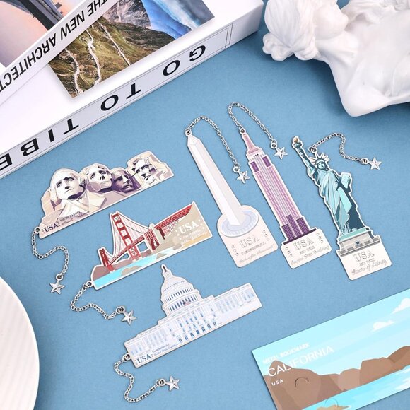 6 Pcs Silver Metal Bookmarks, Elegant Statue of Liberty America Famous Landmark - Picture 9 of 9